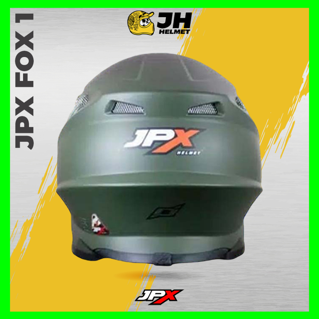 Helm JPX Cross Fox1 Solid Green Doff | Fox 1 Trail | Helm Full Face | JUAL HELM