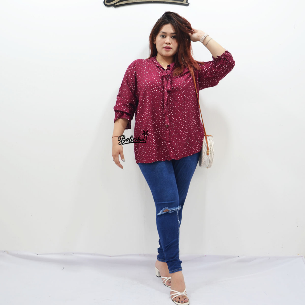 Balicihui Kemeja Jumbo Pita Kemeja Jumbo Wanita Kemeja Plus Size Kemeja Big Size Kemeja Kekinian