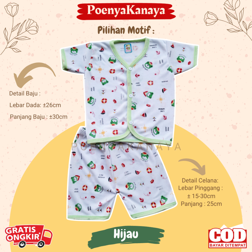 Setelan Baju Bayi Piyama Bayi Pendek Newborn Shoffya 0-6 Bulan STL22