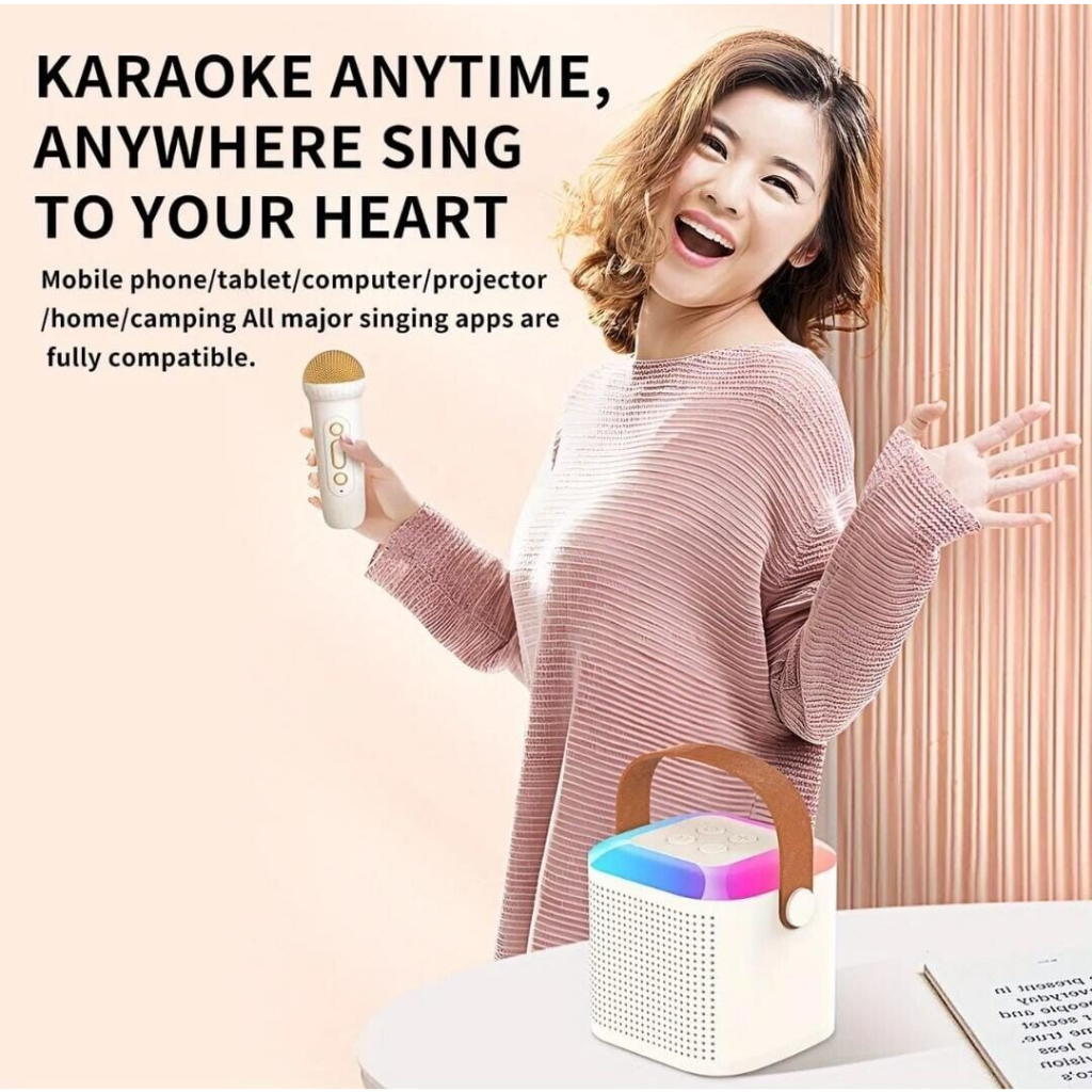 2 Mic Speaker bluetooth karaoke mini ori full bass RGB portable wireless (Dapat terhubung ke HP/TV) - Garansi 1 tahun