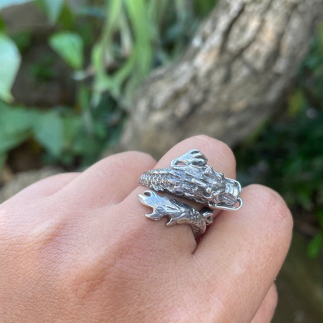 Cincin ring perak silver bali 925 ukir naga dragon pria wanita custom elegant