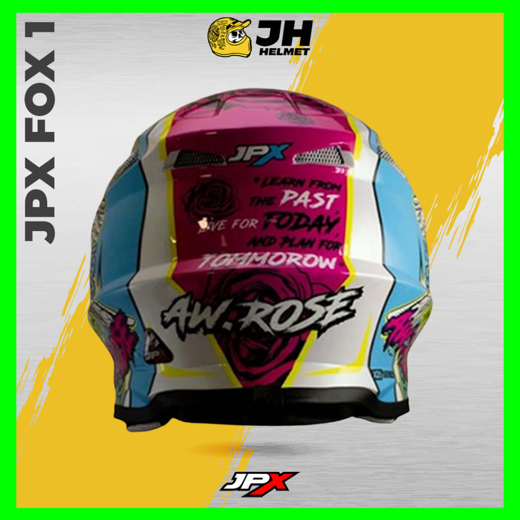 Helm JPX Cross Fox1 X28 Rose Pearl White Glossy | Fox 1 Trail | Helm Full Face | JUAL HELM