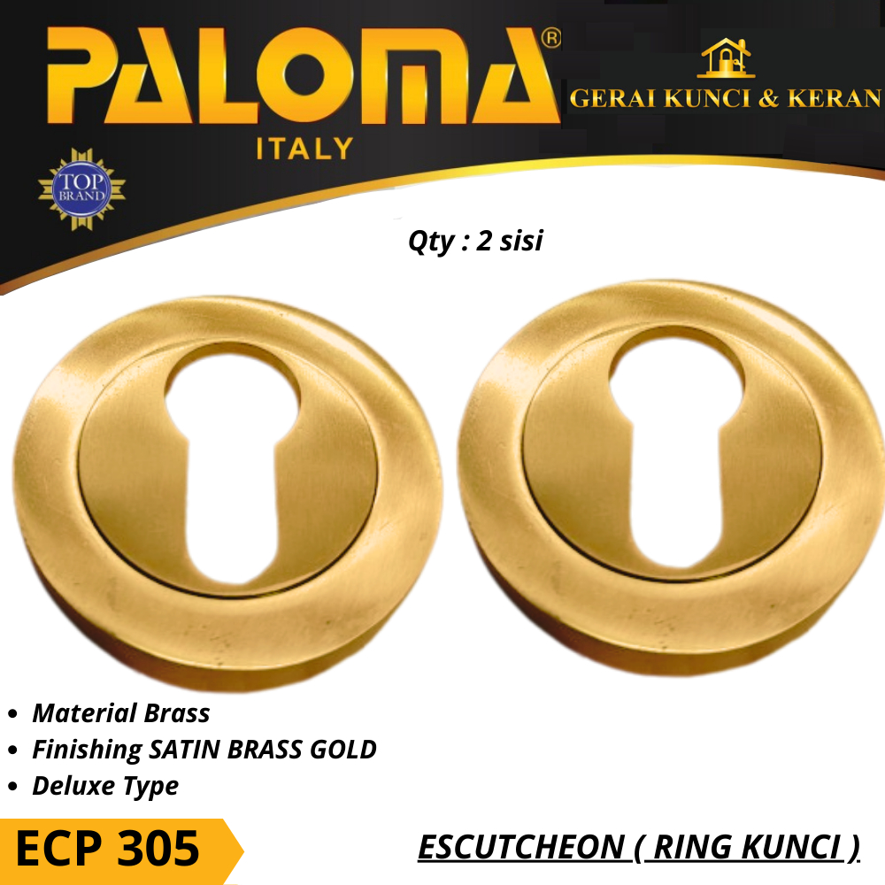 PALOMA ECP 305 ESCUTCHEON RING KUNCI GOLD EMAS DOFF COVER KUNCI BRASS