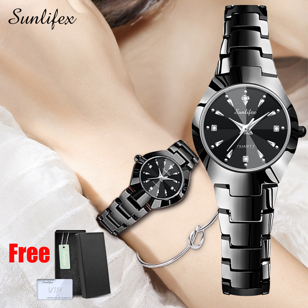 SUNLIFEX Jam Tangan Wanta Anti Air Korea Mode Round Dial Jam Tangan Wanita  Kecil Tali Stainless Steel Kuarsa Jam Tangan Anak Perempuan