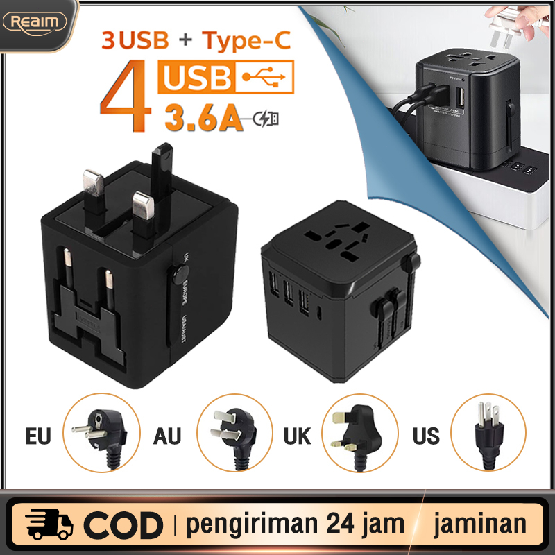 Universal Travel Adaptor  3.6A Fast charging adapter Type-C 3 port USB/Dual USB International US / EU / AU / UK