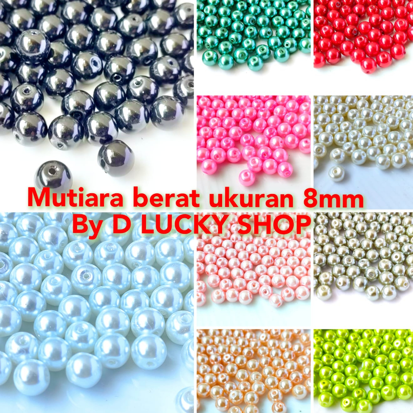 mutiara sintetis/mutiara berat/manik manik/mote/uk 8mm/per 33 gr/50 butir/