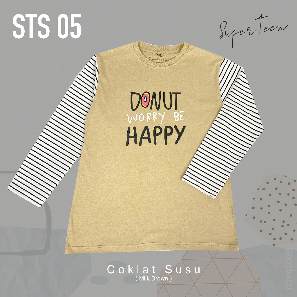 BAJU ANAK PEREMPUAN TANGGUNG REMAJA / KAOS ANAK PEREMPUAN TANGGUNG REMAJA / PAKAIAN ANAK CEWEK KAOS ANAK CEWEK LENGAN PANJANG HAPPY STRIPE BRAND SUPERTEEN 9 - 14 TAHUN