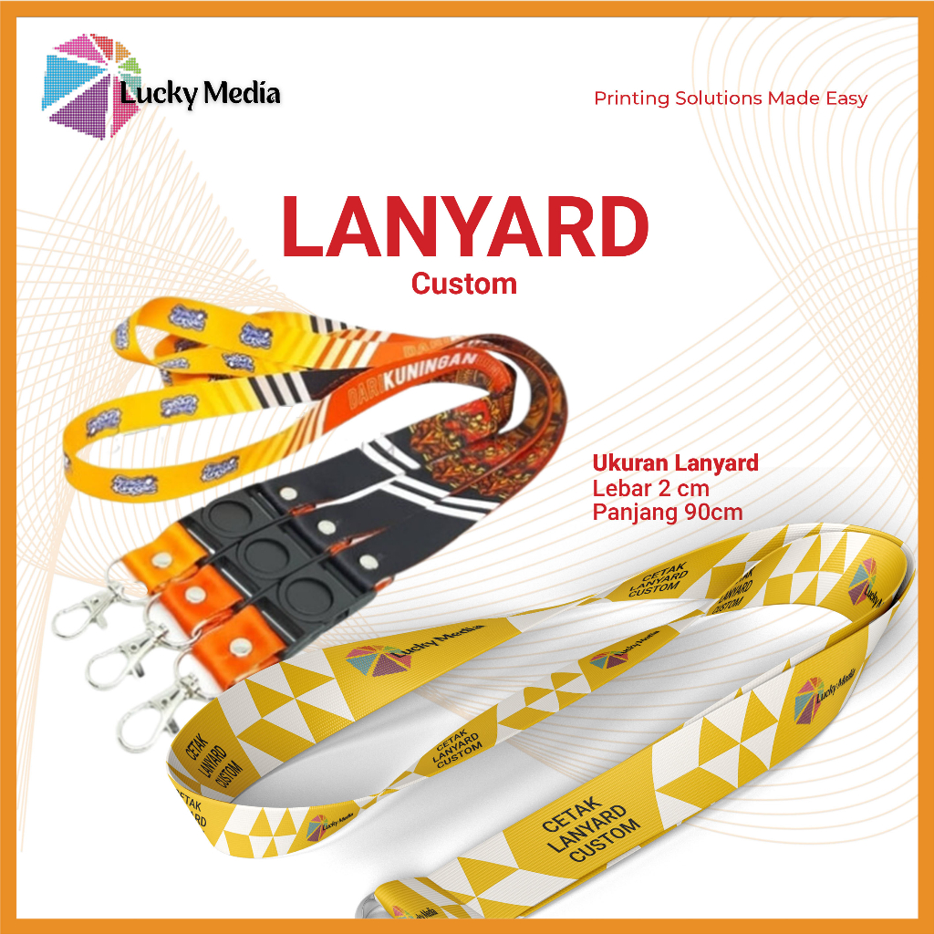 

Cetak Tali Lanyard Custom 2cm 2 sisi Bahan Tali Tissue Premium ID Card