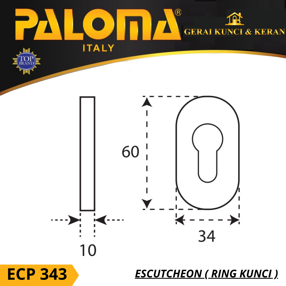 PALOMA ECP 343 ESCUTCHEON RING COVER KUNCI OVAL HITAM MATTE BLACK