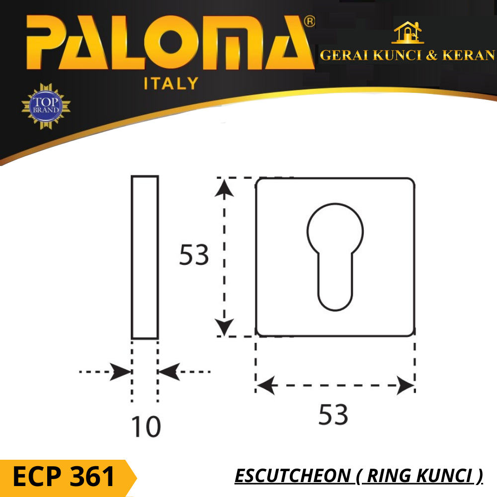 PALOMA ECP 361 RING KUNCI BULAT STAINLESS ESCUTCHEON DELUXE COVER TUTUP CYLINDER KUNCI