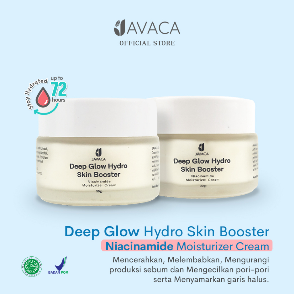 [Ready Stock] JAVACA - Ready To Glow Niacinamide Hydro Skin Booster Moisture Gel 30g Cream Pelembab Pemutih Pencerah Dark Spot Bekas Jerawat BPOM HALAL Day Cream Night Cream Glowing