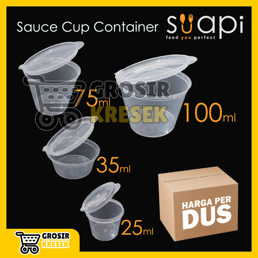 [DUS] A76 Sauce Cup Container SUAPI PP 25 / 50 / 75 / 100 ml isi 50 set Food Grade Premium Quality