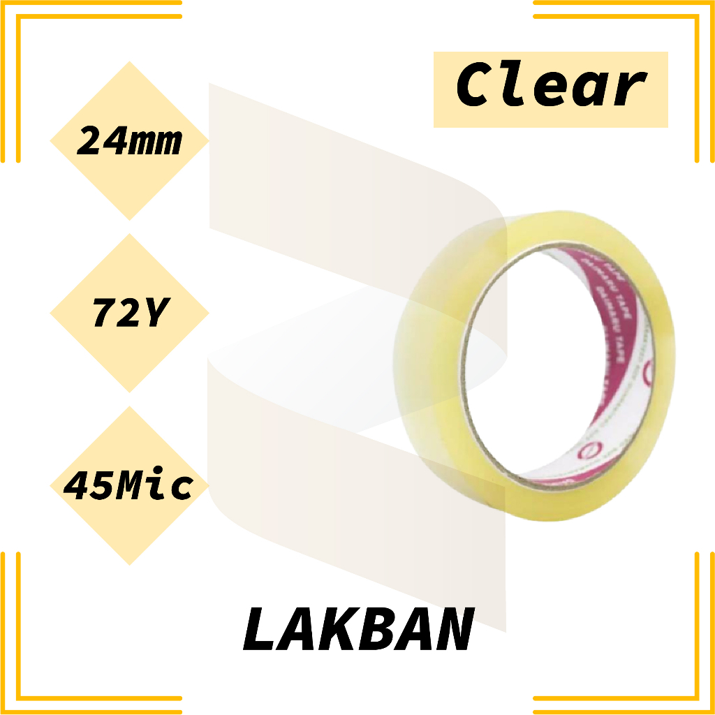 

Lakban Bening 24mm | Lakban Bening 24mm x 90 Yard | Lakban Bening 24mm x 100 Yard