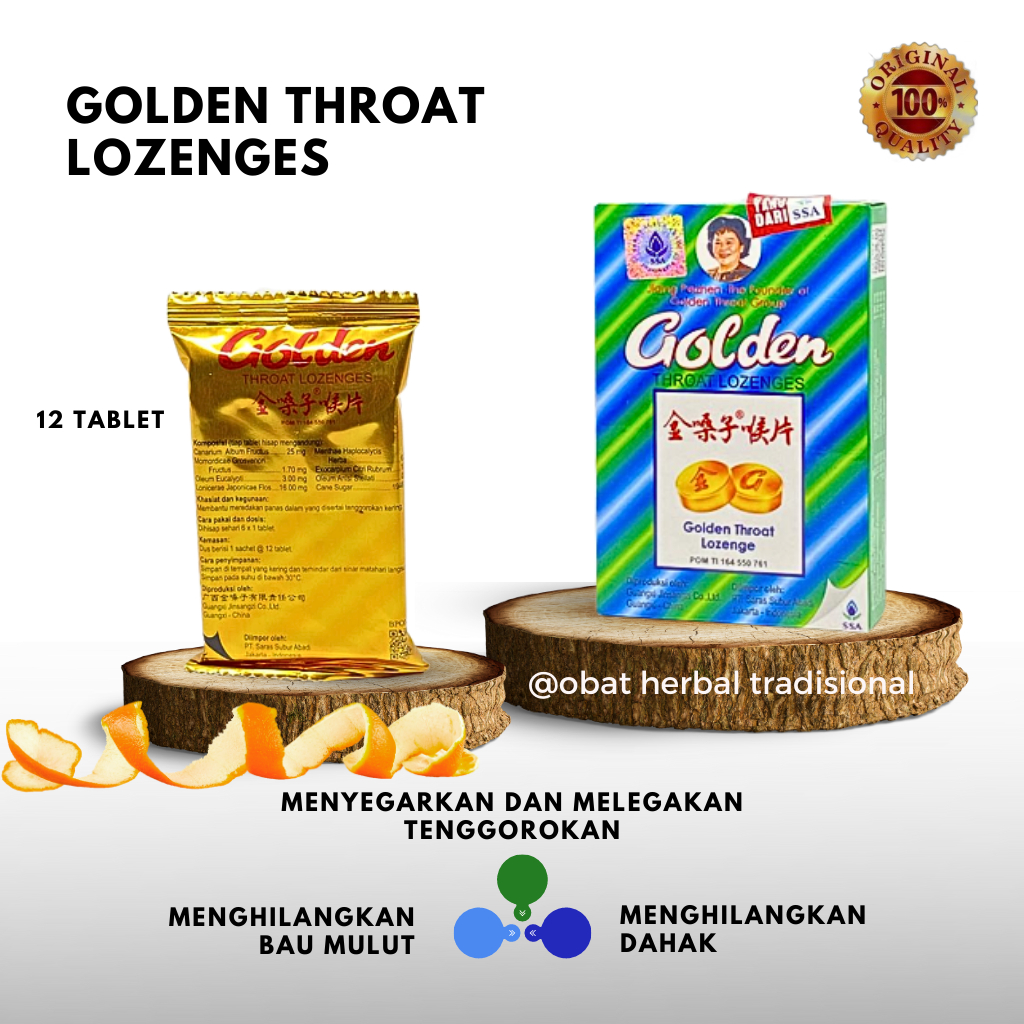 GOLDEN THROAT LOZENGES - permen sakit tenggorokan - panas dalam