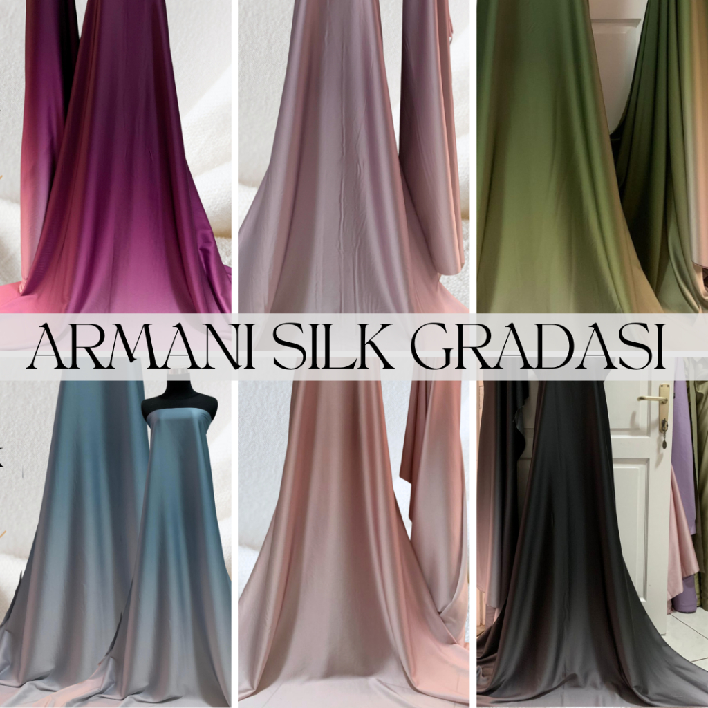 1/2 meter Bahan Kain Armani Silk Gradasi Two Tone/Silky Armani Premium Import High Quality