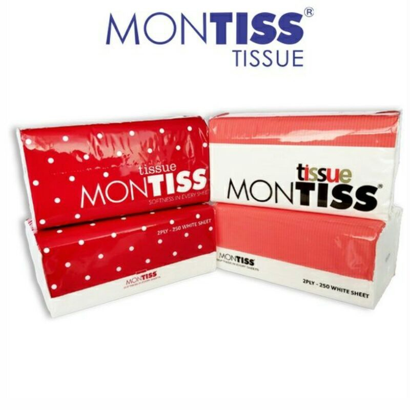 Tisu Wajah Montiss 250s 2ply / Facial Tissue Montis 250 Sheets 2 Ply Lembut Murah