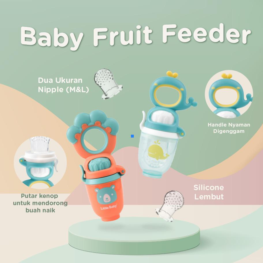 LITTLE BABY FRUIT FEEDER 2 NIPPLE SIZE ( M &amp; L ) / Kidsme Food Feeder Size L - Empeng Dot Buah Bayi Baby Fruit FoodFeeder Pacifier