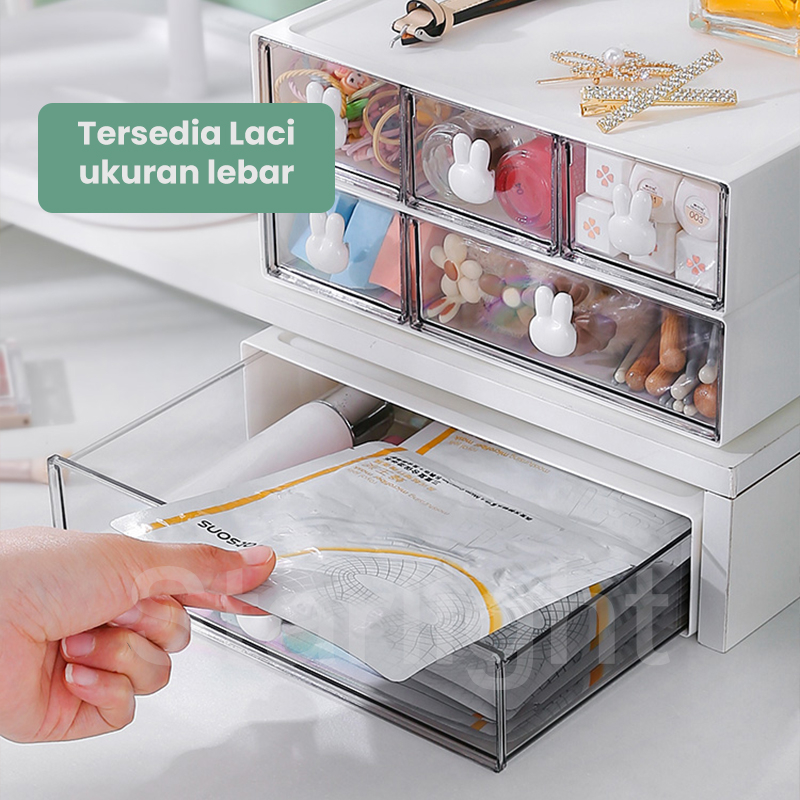 Starlight Rak Meja Kelinci Laci Penyimpanan Susun Serbaguna Desktop Drawer Rak Alat Tulis Stationery Kotak Pensil Mini Storage Box Rak Kosmetik Laci Meja Kerja Aesthetic HSB688