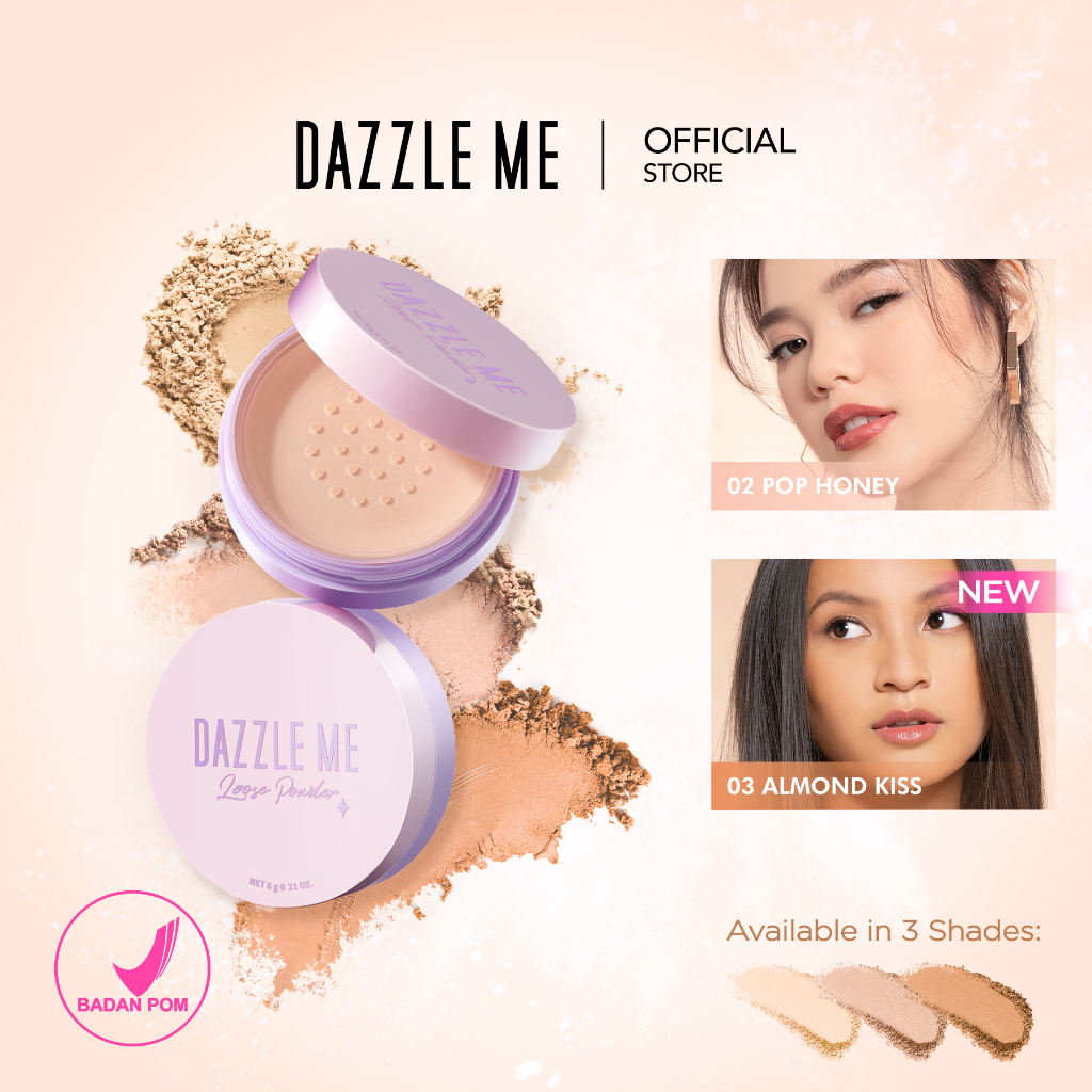 DAZZLE ME Always Setting Loose Powder BPOM | Super Soft Smooth Bedak Tabur Natural Translucent Kosmetik