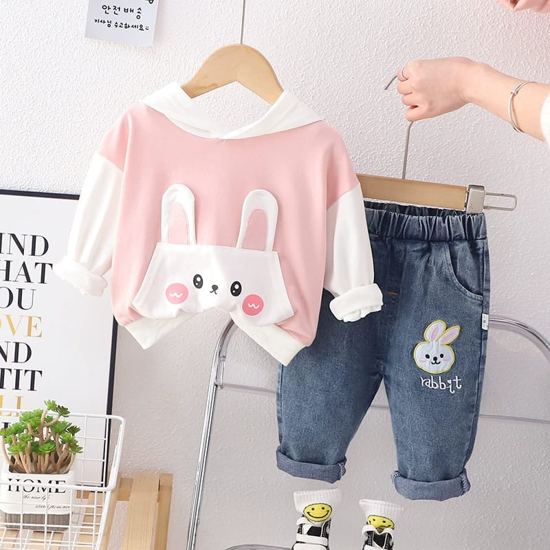 Setelan baju anak perempuan Motif SWEET BUNNY Import usia 6 bulan - 5 tahun / Pakaian bayi lucu baby girl ala korea