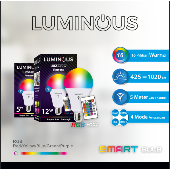 &quot;17 RB DOANG!&quot; LAMPU LED SMART BERUBAH WARNA LUMINOUS RGB LIGHT BULB WITH REMOTE CONTROL 15 WATT