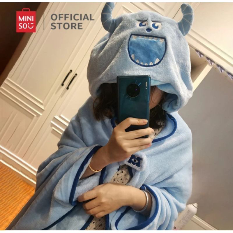 BLANKET LOTSO MINISO WITH HAT ALIEN JAMES SULLIVAN SELIMUT TUDUNG TOY STORY COLLECTION