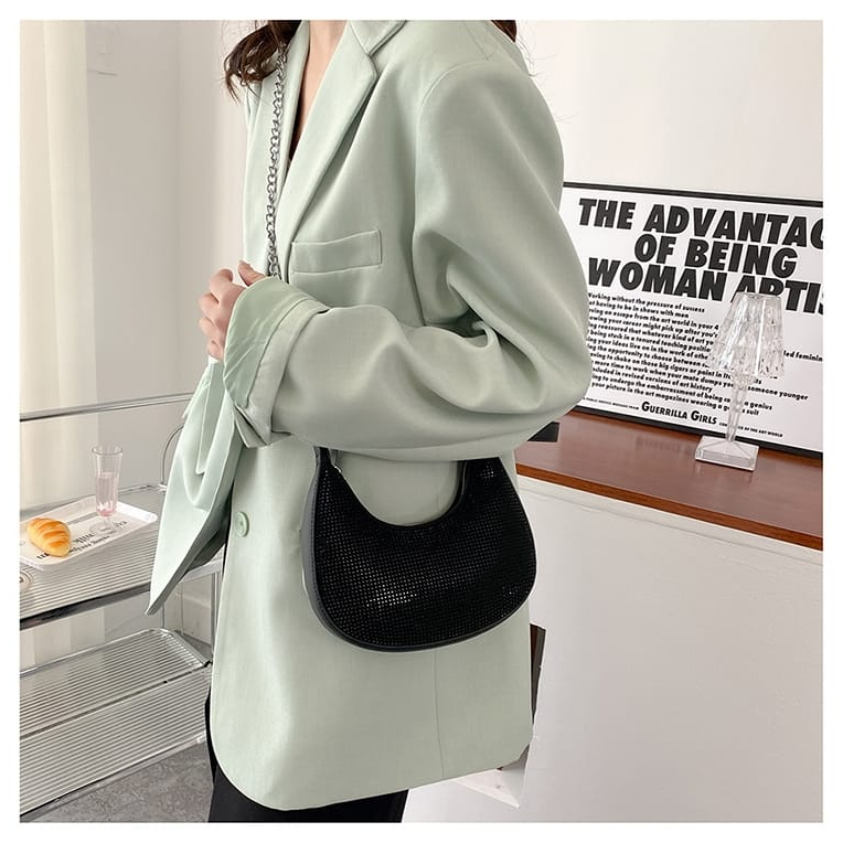 (PINK_IMP)  Party Bag Tas Pesta Wedding New Import Tas Fashion Wanita. Only Black . Size 25x19