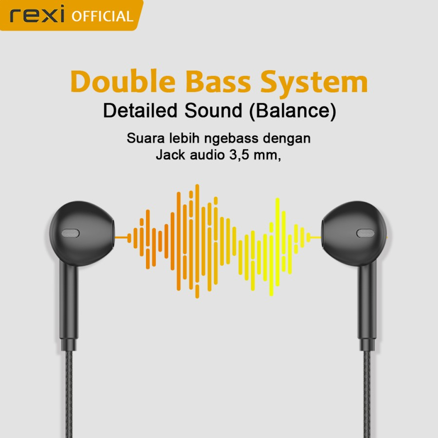 Rexi Semi In-Ear Wired Handsfree 3D Stereo Sound Super Bass Double Bas