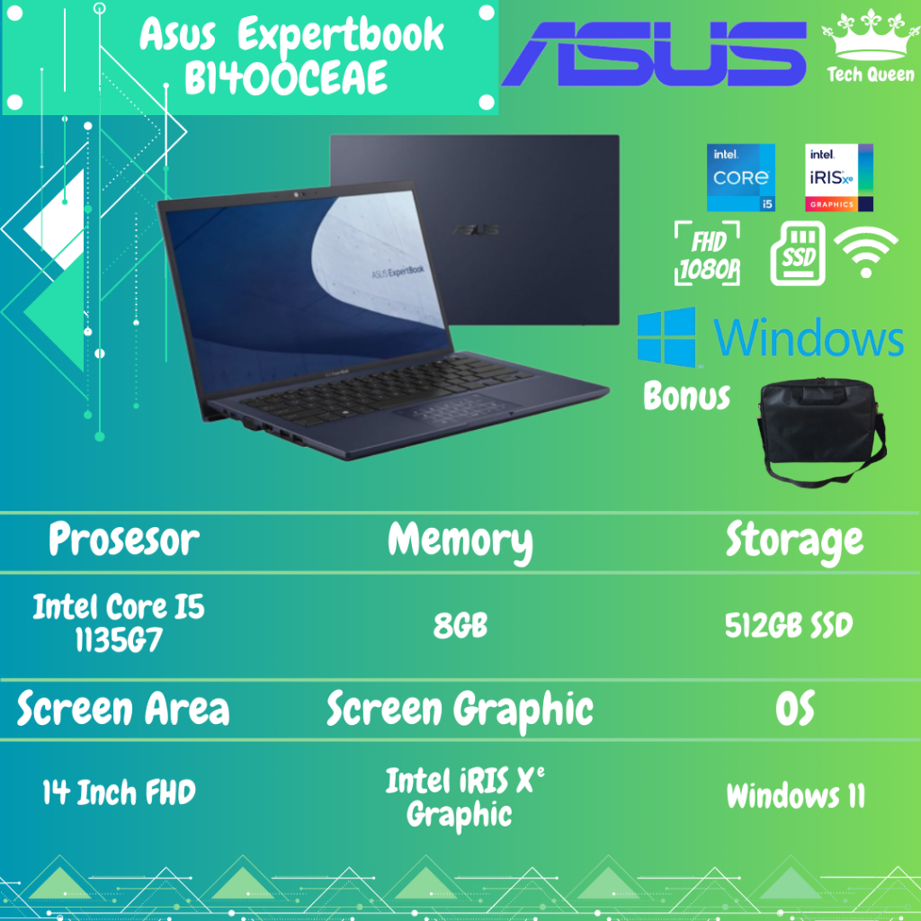 Asus Expertbook 1400CEAE I5 1135G7 8GB 512SSD WINDOWS11 14.0FHD