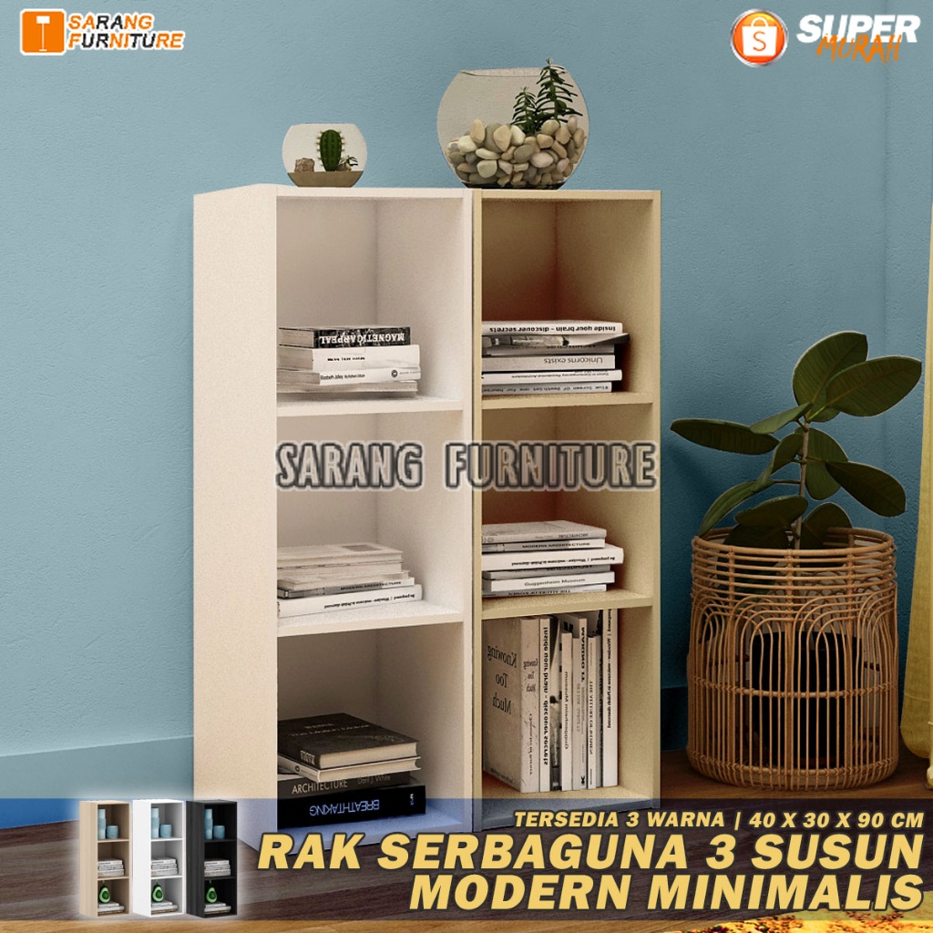 Rak buku serbaguna 4 tingkat Susun Hitam Atau Cream Murah Baru Gojek RSG 4 SUSUN