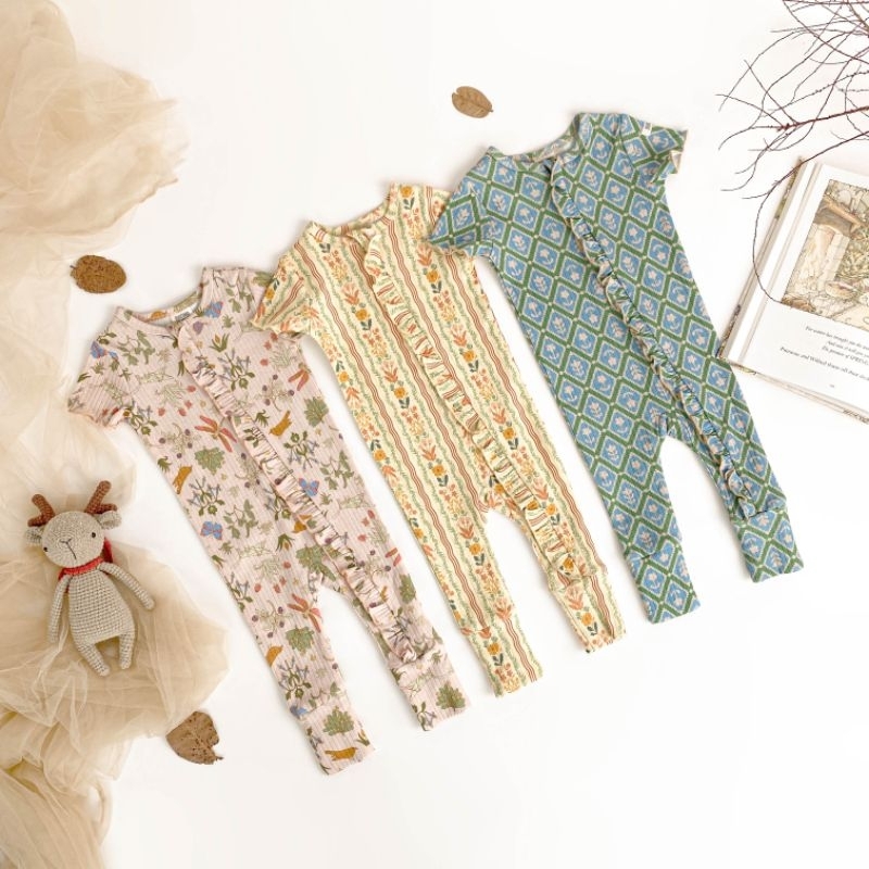 BOHOPANNA - SHORT SLEEPSUIT ZIPPER RUFFLE BOHOPANNA - SLEEPSUIT BAYI - BAJU TIDUR ANAK