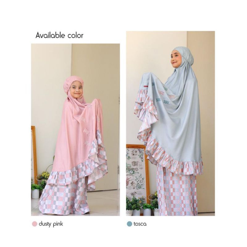 mukenah anak,remaja,dewasa dannis collection/mukenah biru pink dannis