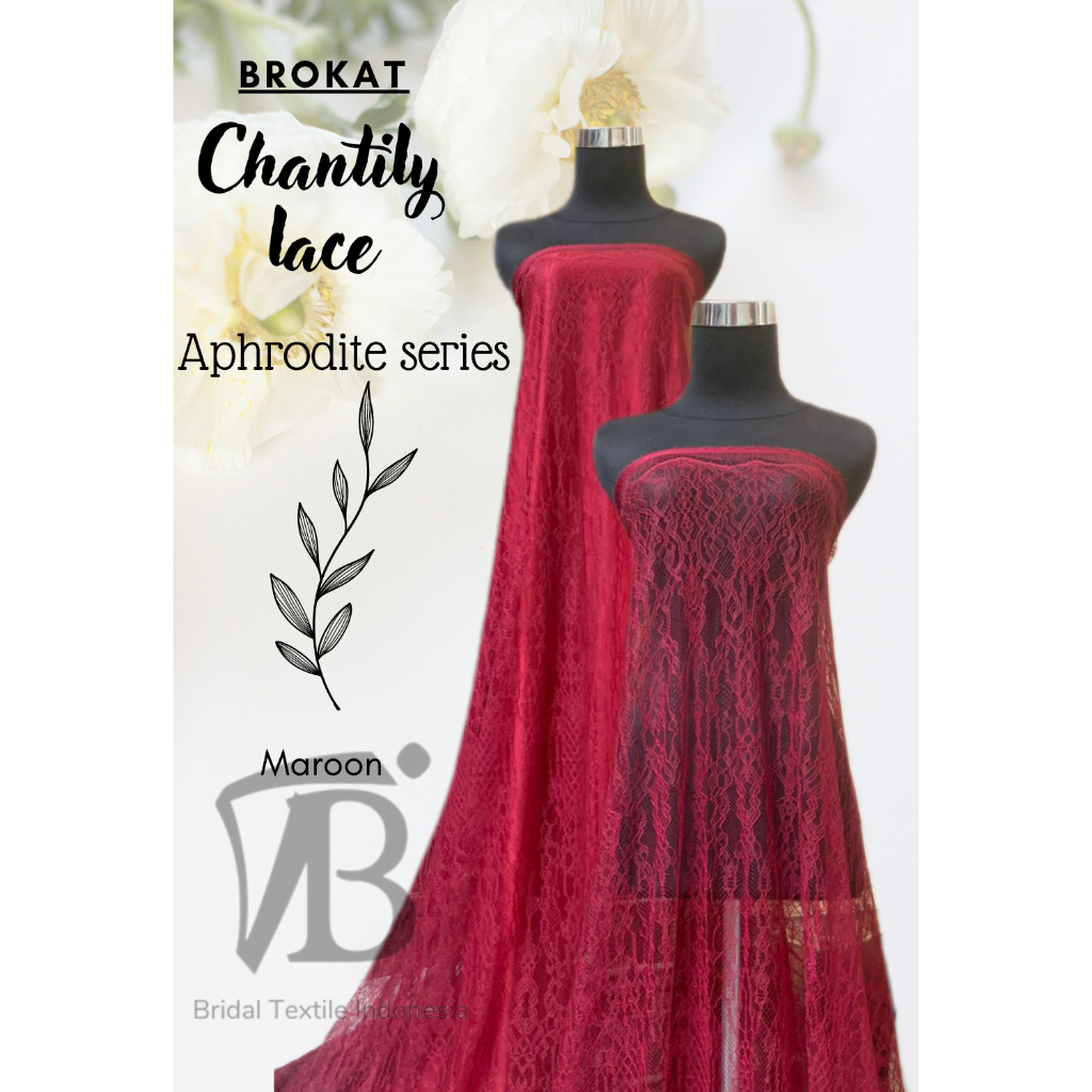 Bahan Kain Brokat Brukat Semi France Prancis Chantily Santili Lace Aphrodite Series Kebaya Pengantin