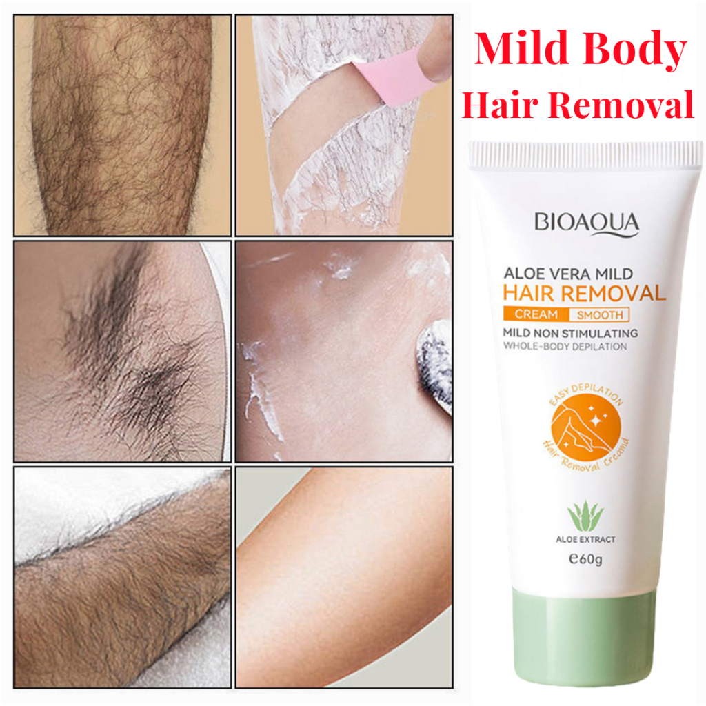 BIOAOUA Krim Penghilang Bulu Wanita Permanen Hair Removal Cream Perontok bulu Cepat Safe and Painless Hair Removal Cream 60ml