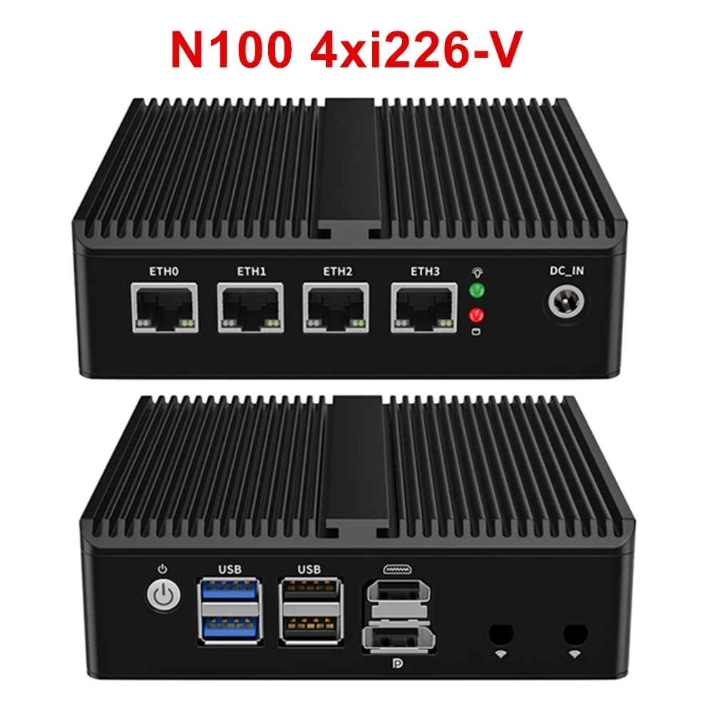 Industrial Mini PC G30M Intel Gen12 N100 DDR5 NVMe 4Port LAN 2.5G Router PFsense Mikrotik Firewall