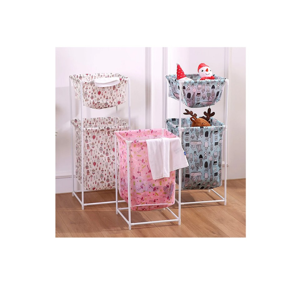 NP - Laundry Basket Double Shelf Clothes / Stand Besi Baju Kotor 2 Tingkat