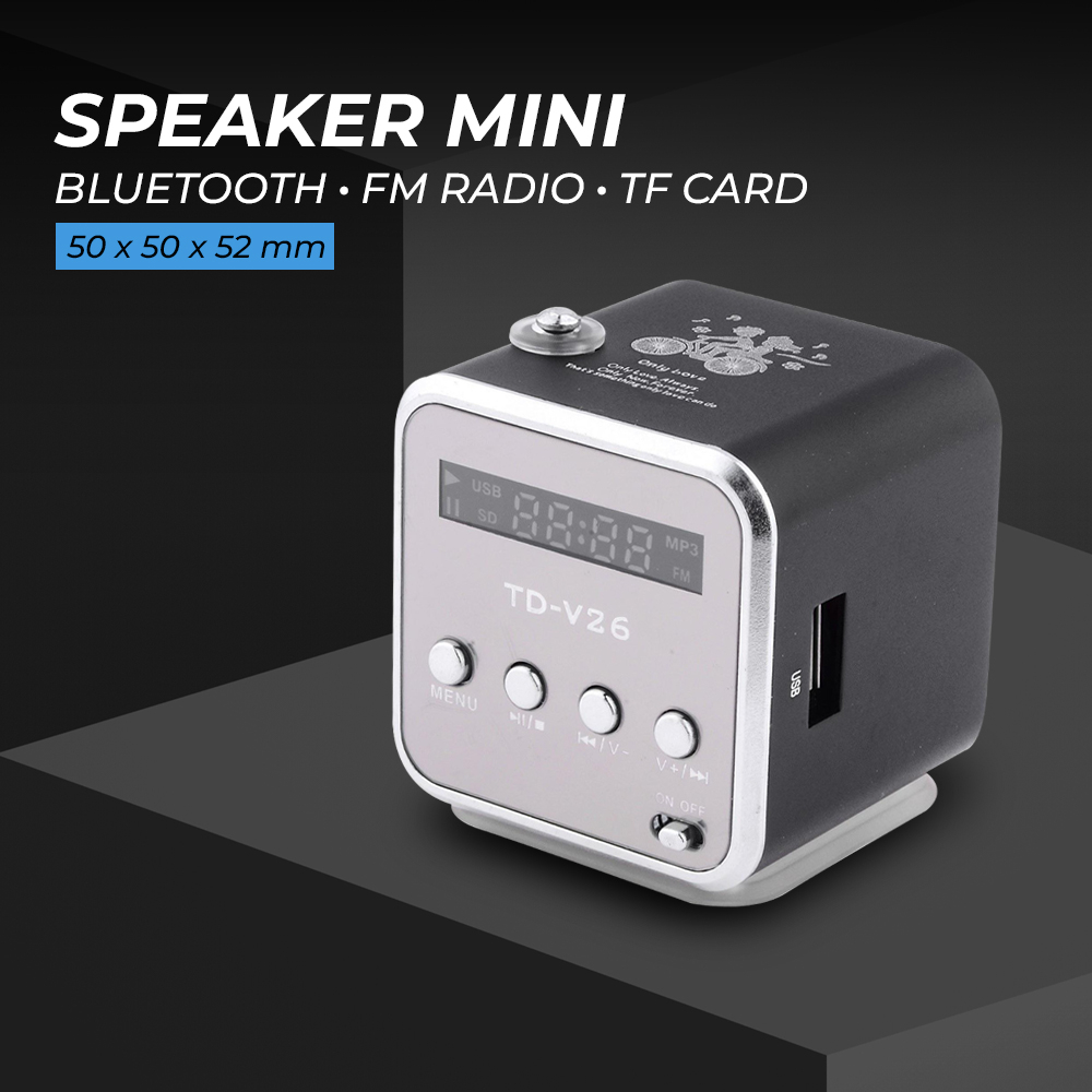 Speaker Mini Portabel Bluetooth FM Radio TF Card - TD-V26