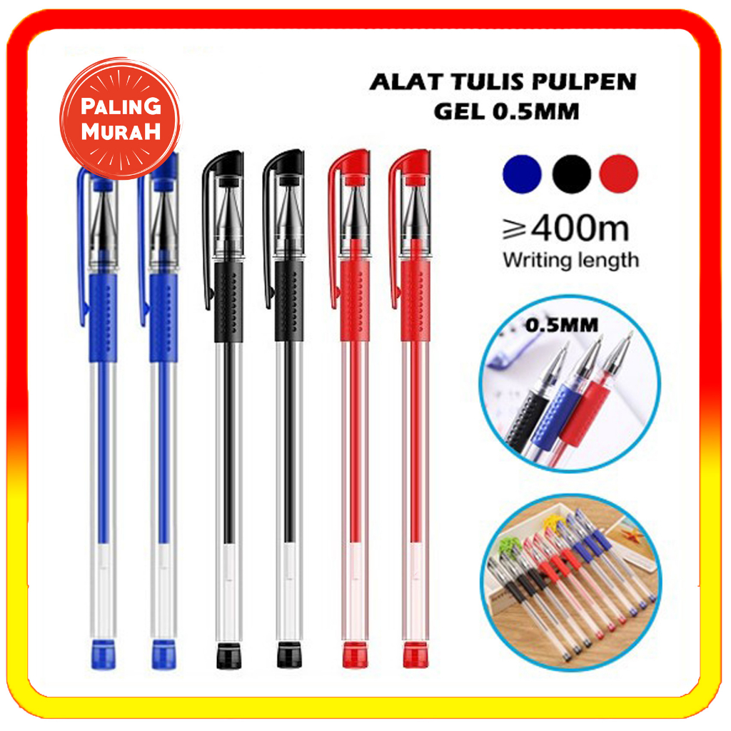 

CL Pulpen Gel Ink 0.5Mm Alat Tulis Kantor Sekolah Pena Pen Tinta Cair Merah Hitam Biru Isi Ulang