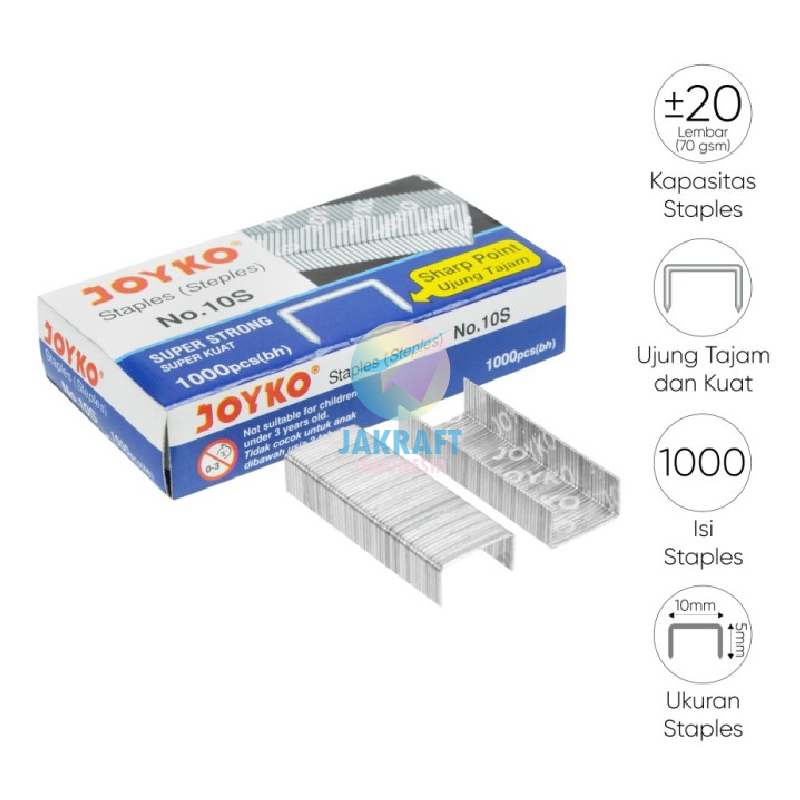 

(1000 Pcs) Staples Kecil Sedang JOYKO No.10S Ujung Tajam Refill Isi Stapler Hekter HD-10 / HD-10CL / HD-10PTL / HD-10D / HD-10MP Murah