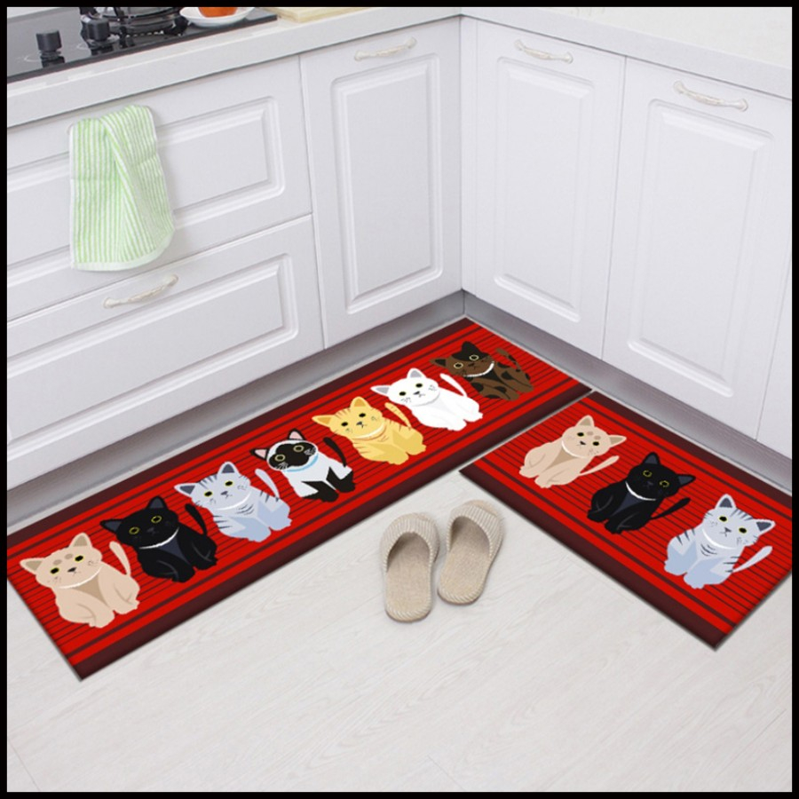 2 in 1 Kitchen Floor Mat SET  / Keset Alas Lantai Kamar Tidur Rumah Dapur Kamar Mandi Anti Selip