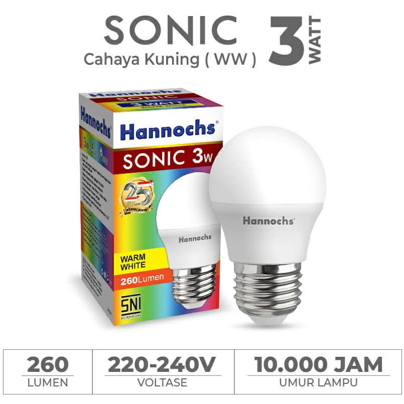 (JB99) Hannochs Lampu LED Sonic 3 Watt - Cahaya Kuning