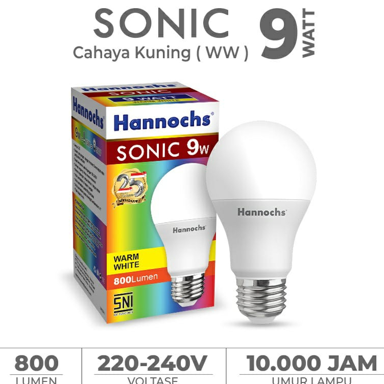 (JB99) Hannochs Lampu LED Sonic 9 Watt - Cahaya Kuning
