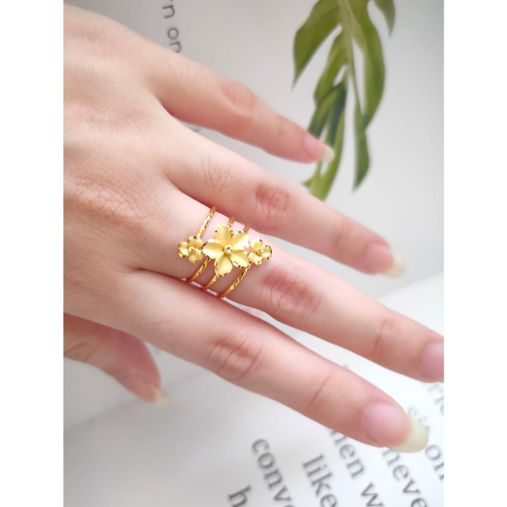 Cincin kendari bunga spiral emas kuning fushion 700 16k