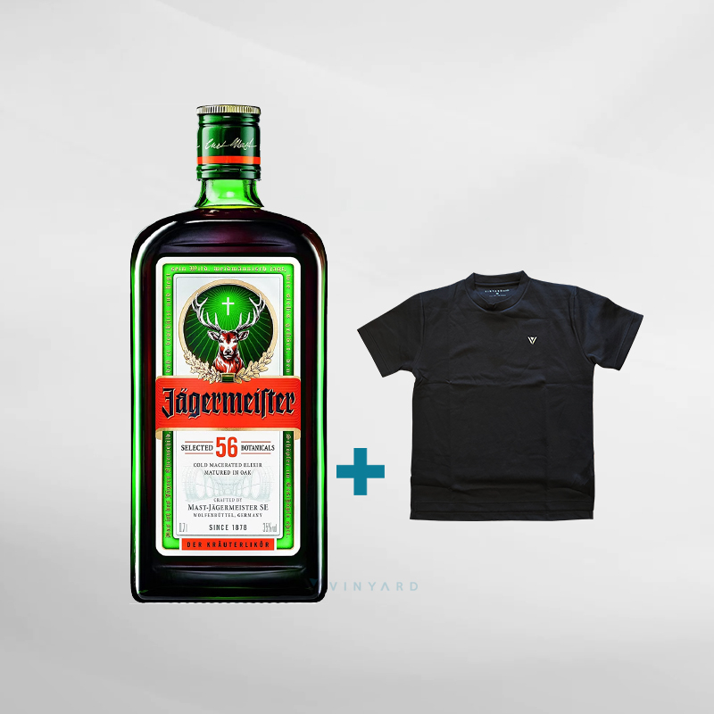 Bundling Jagermeister 700 ml + T-shirt Vinyard Black ( Original &amp; Resmi By Vinyard )