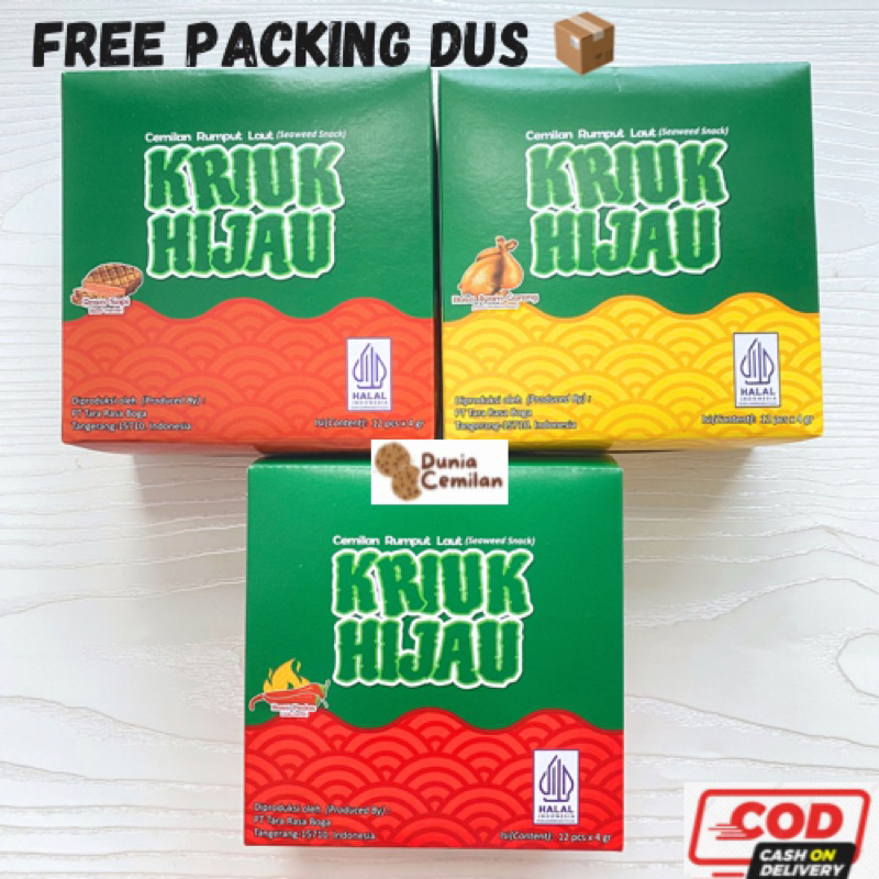 [TERMURAH!] Kriuk Hijau 1PAK (12pcs X 4 gram) - Rumput Laut Renyah Enak Murah