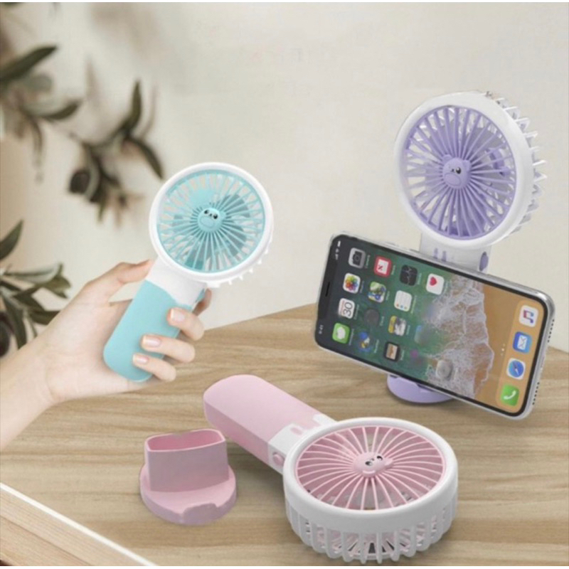 Kipas Angin 6820 Mini Fan Genggam Tangan Portable + Stand Holder HP - Kipas Mini stand holder Hp 6820