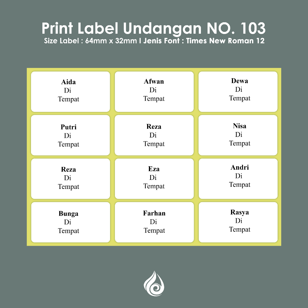 

Label Nama Undangan Isi 120 Nama