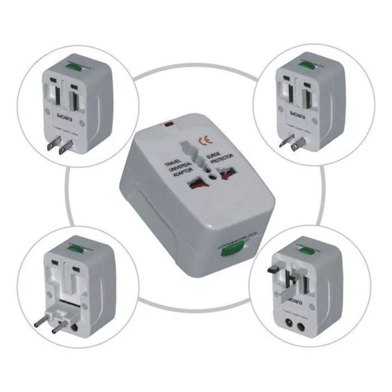 Universal Travel Adapter / All In 1 Home Adaptor Traveler EU AU UK US Plus Colokan