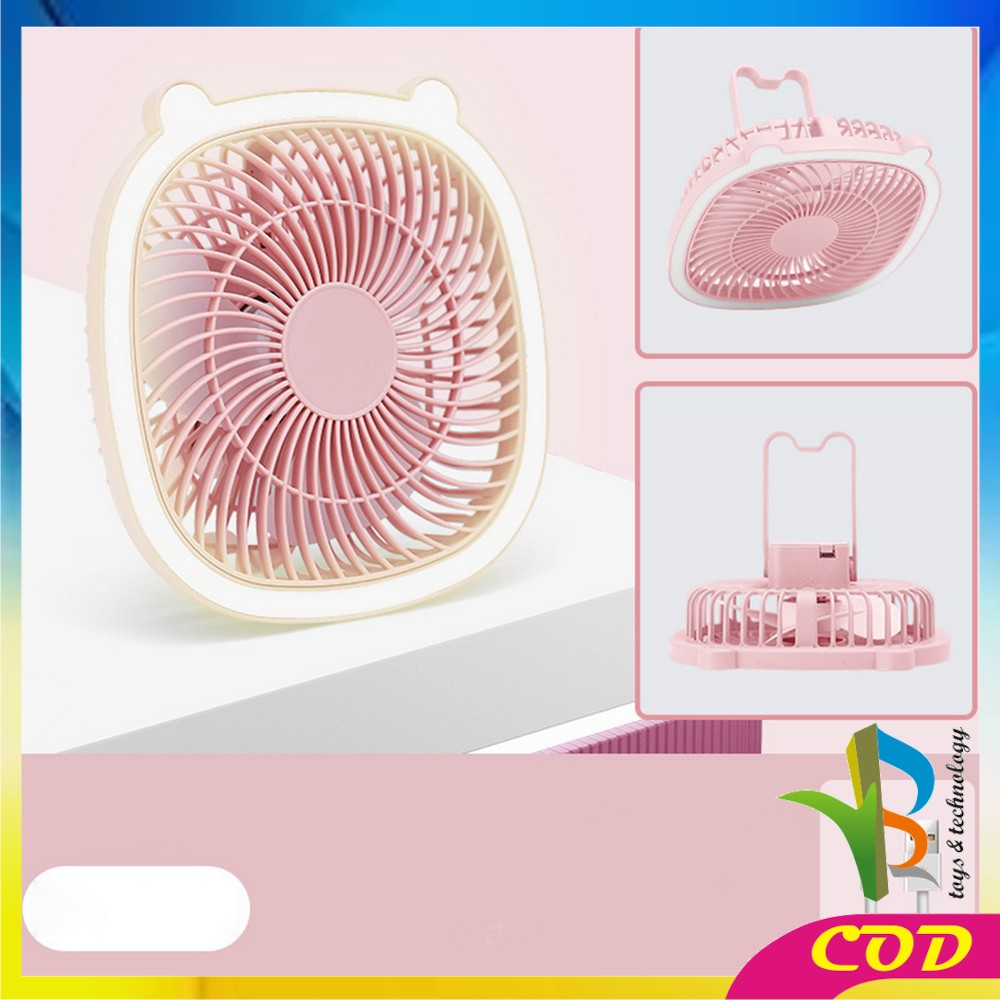 RB-C880 Kipas Angin Portable Mini Fan dengan Lampu LED / Kipas Angin Mini Kipas Meja Portable Charger USB Cooling Fan Rechargeable