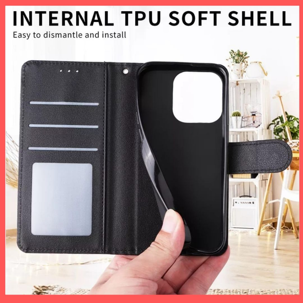 REDMI 12C-10 5G - REDMI A1 NEW 2022 - REDMI A1 PLUS -REDMI 10A - REDMI 10C/POCO C40  flip WALLET KULIT premium leather